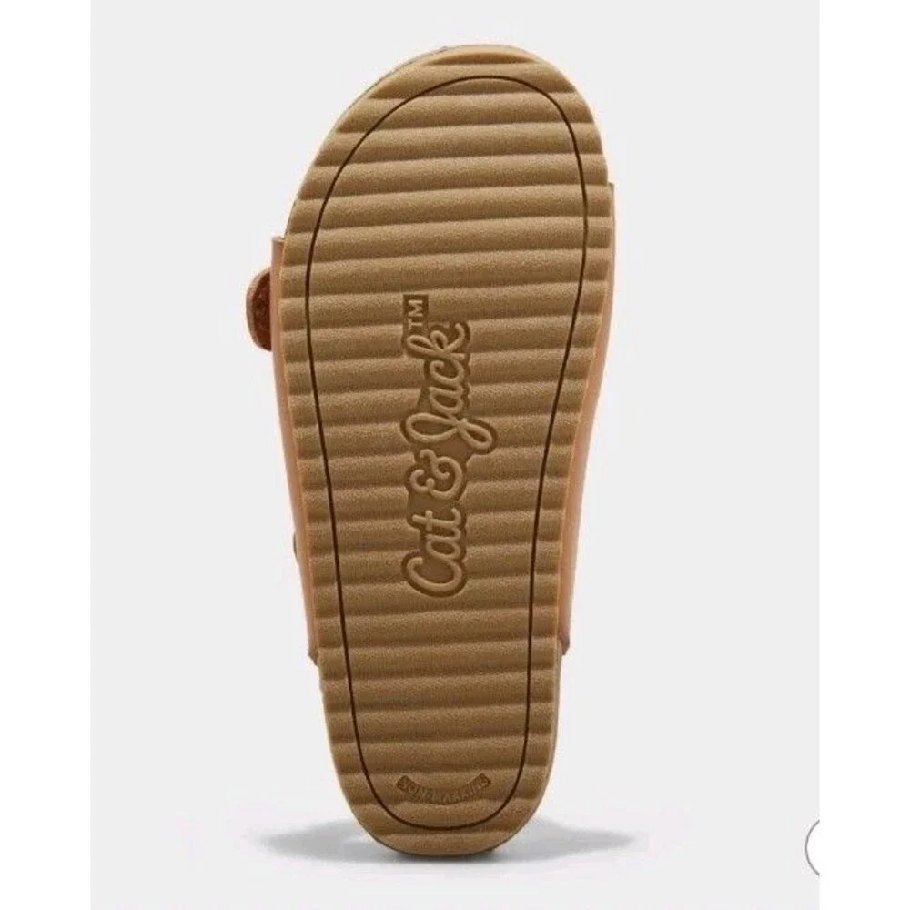 Cat & Jack Toddler Unisex Reagan double Strap Footbed Sandals Cognac - Picture 3 of 3